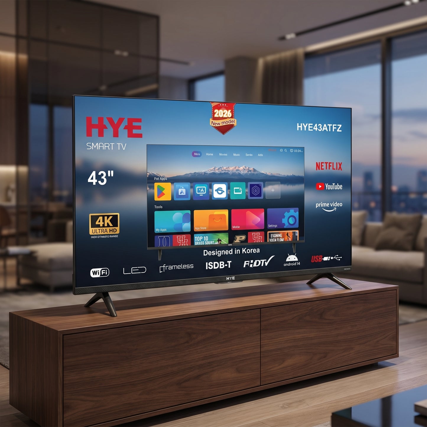 Smart TV HYE 43” Full HD Android 14 Frameless