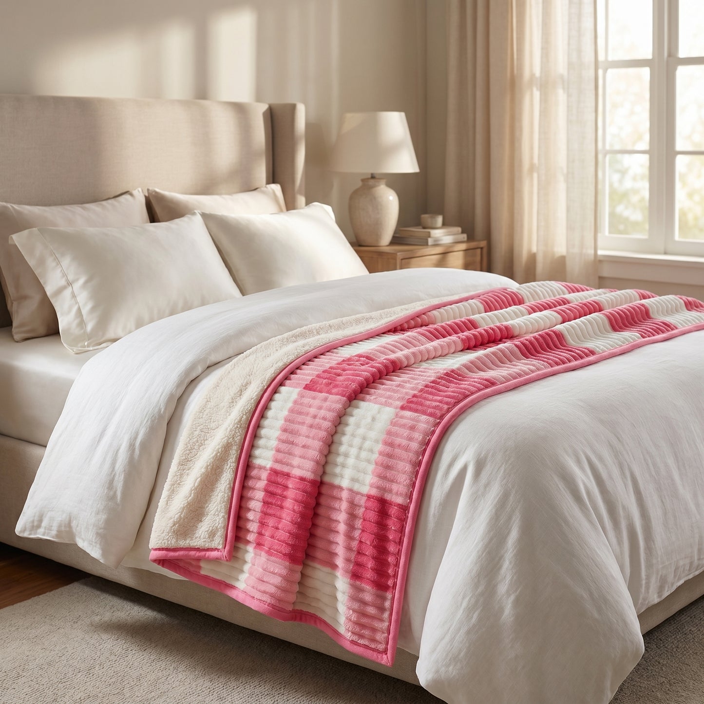 Cobertor Casal Plush Xadrez Dupla Face com Sherpa