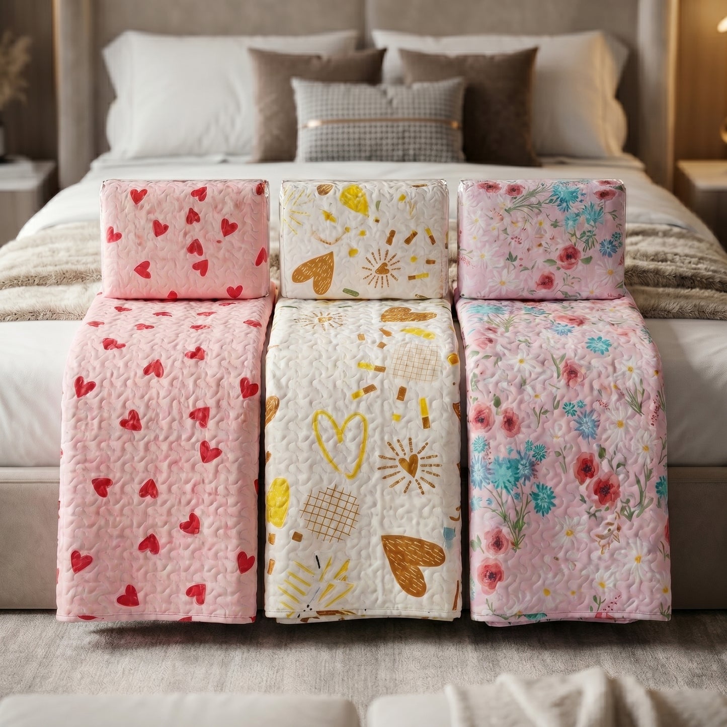 Kit Cobre-Leito Casal Home Land Ultrassonic Estampado