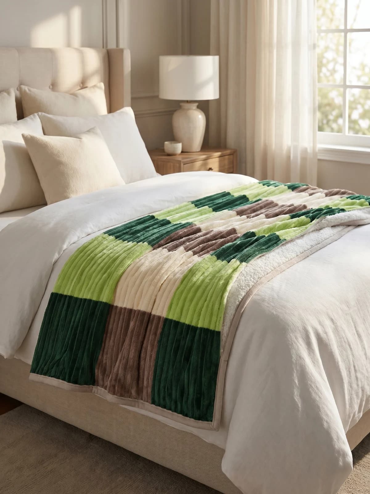Cobertor Casal Plush Xadrez Dupla Face com Sherpa